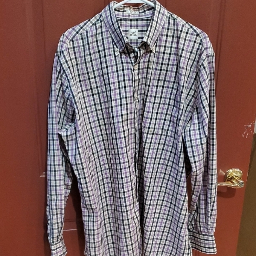 Peter Millar Casual Button Down Shirt in Purple and Black